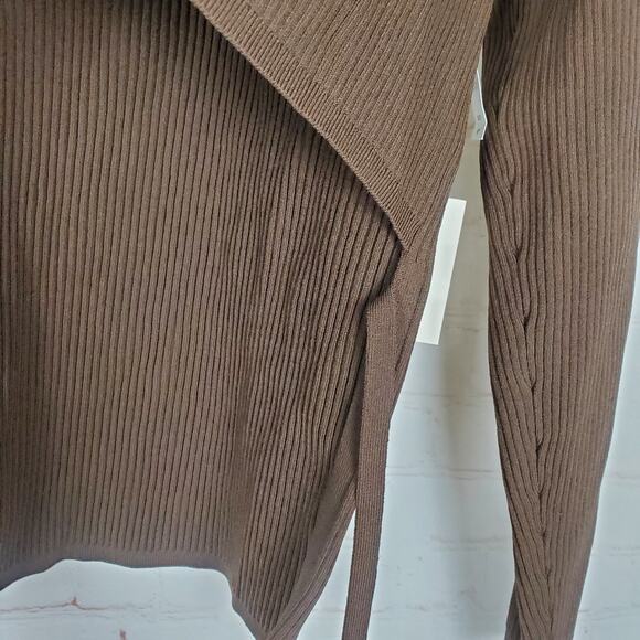 NEW Babaton Ambrosia Sculpt Knit Top Size 2XL Coffee Bean Brown Long Sleeve Rib - Picture 11 of 16